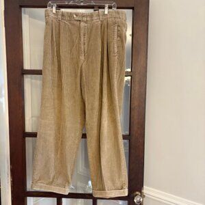 Burberry Vintage Tan Wide Rib Corduroy Pants, Size 36